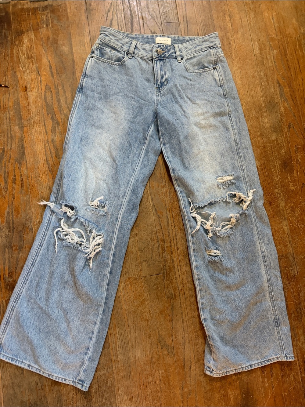PacSun Light Blue Distressed Wide-Leg Jeans